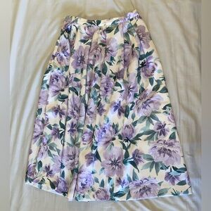 H&M Lavender and Sage Floral A-Line Skirt